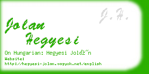 jolan hegyesi business card